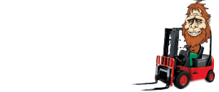 white Bigfoot Forklifts logo